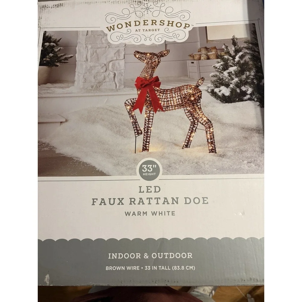 Target Wondershop LED Faux Rattan Reindeer Family Set 3pc Buck Doe Fawn 45